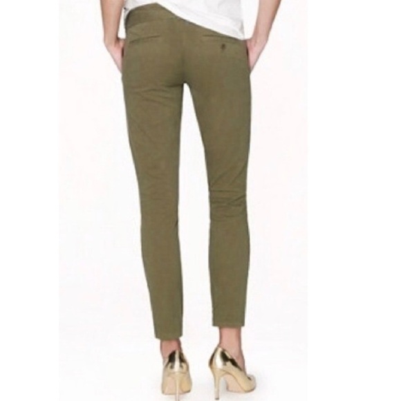 J. Crew Andie Chino Skinny Ankle Cropped Mid Rise Solid Green Size 8 Stretch - Picture 2 of 10
